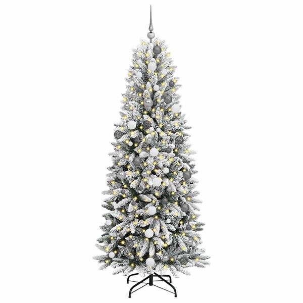 vidaXL Kunstkerstboom Wit 210 cm PVC en Plastic en Staal en PE