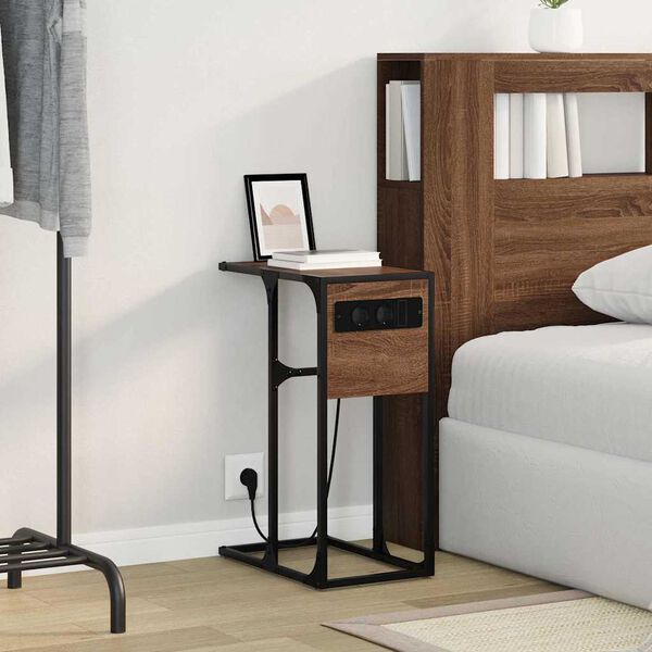 vidaXL Nachtkastje Bruin Eiken 41,5 x 26 x 60,5 cm Bewerkt hout