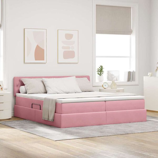 vidaXL Opslag bed met matras met hoofdeinde Roze 100 x 200 cm