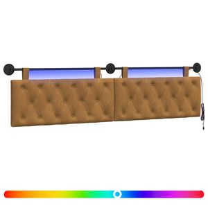 vidaXL Hangend hoofdbord Met LED-verlichting Bruin Fluweel