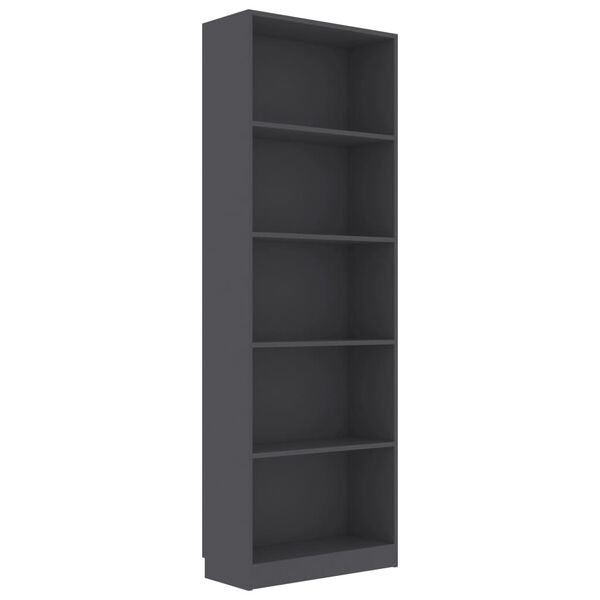 vidaXL Boekenkast met 5 schappen 60x24x175 cm bewerkt hout grijs