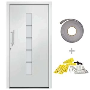 vidaXL Voordeur 100x200 cm aluminium en PVC wit