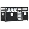 vidaXL Stapelbed met gordijnen 90x200 cm grenenhout wit en zwart