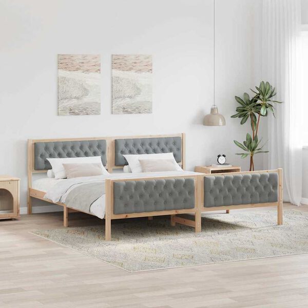 vidaXL Bedframe Lichtgrijs 200 x 200 cm Massief grenenhout
