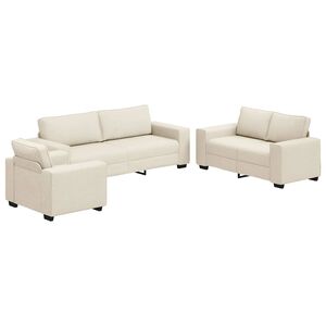 vidaXL Bank 3 st Beige Linnen-mix stof