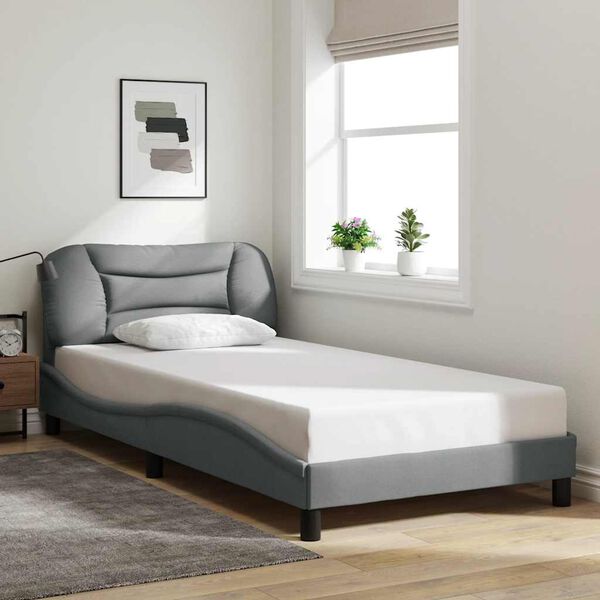 vidaXL Bedframe zonder matras "Hvar" 100x200 cm stof lichtgrijs