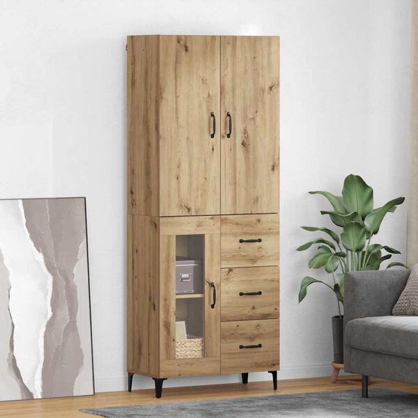 vidaXL Highboard Artisan Eiken 69,5 x 34 x 180 cm Bewerkt hout