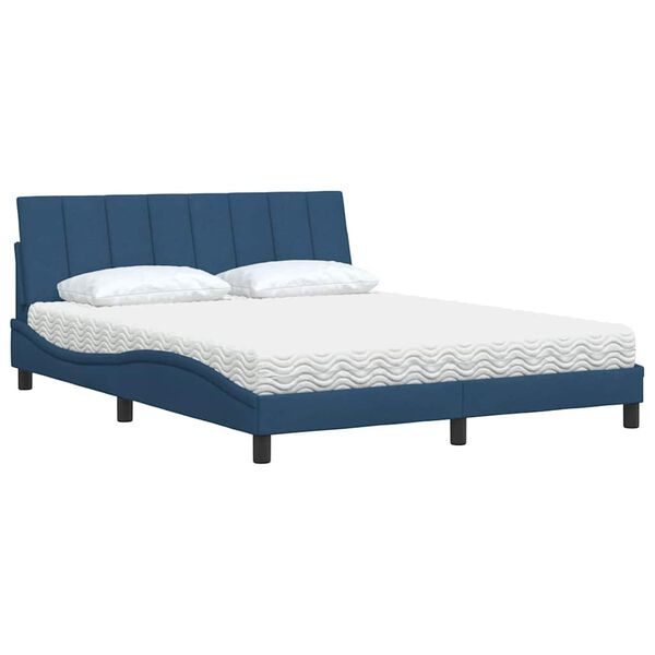 vidaXL Bed met matras "Hanko" stof blauw 160x200 cm
