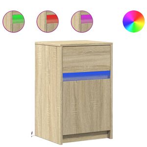 vidaXL Nachtkastje met LED-verlichting bewerkt hout sonoma eikenkleur