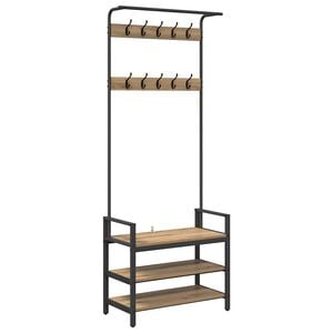 vidaXL Kapstok Artisanaal eiken 75 x 34 x 184 cm Bewerkt hout