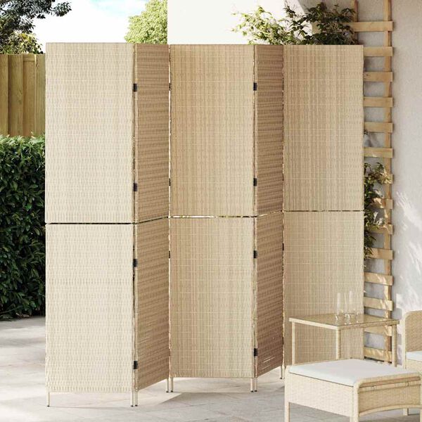 vidaXL Kamerverdeler Beige 242 x 180 cm poly rattan