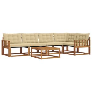 vidaXL Buiten bankenset met kussen 6 pcs Natuurlijk en Beige