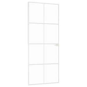 vidaXL Binnendeur 83x201,5 cm gehard glas en aluminium smal wit