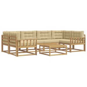 vidaXL Buiten bankenset 5 st Wit en Beige
