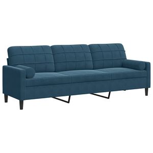 vidaXL 3-zitsbank met sierkussens 210 cm fluweel blauw