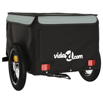 vidaXL Fietstrailer 30 kg ijzer zwart en grijs