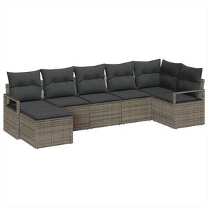 vidaXL Bankstel 7 st Grijs poly rattan