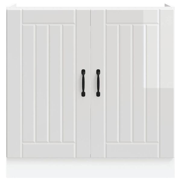 vidaXL Spoelbakonderkast Lucca bewerkt hout hoogglans wit