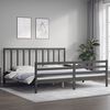 vidaXL Bedframe met hoofdbord massief hout grijs 200x200 cm