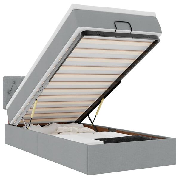 vidaXL Bed poef met matras en LED's stof 80x200 cm lichtgrijs