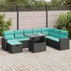 vidaXL 9-delige Loungeset met kussens poly rattan acacia grijs