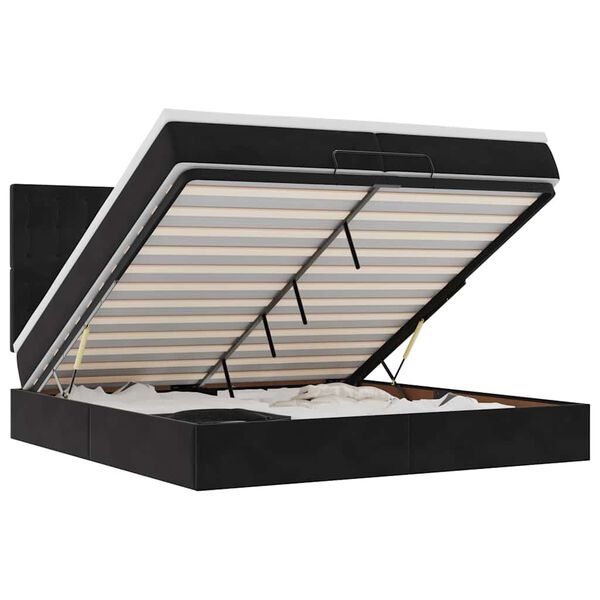 vidaXL Ottoman bed met matrassen 200x200cm fluweel zwart