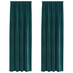vidaXL Verduisterende gordijnen 2 pcs Donkergroen 140 x 245 cm Fluweel
