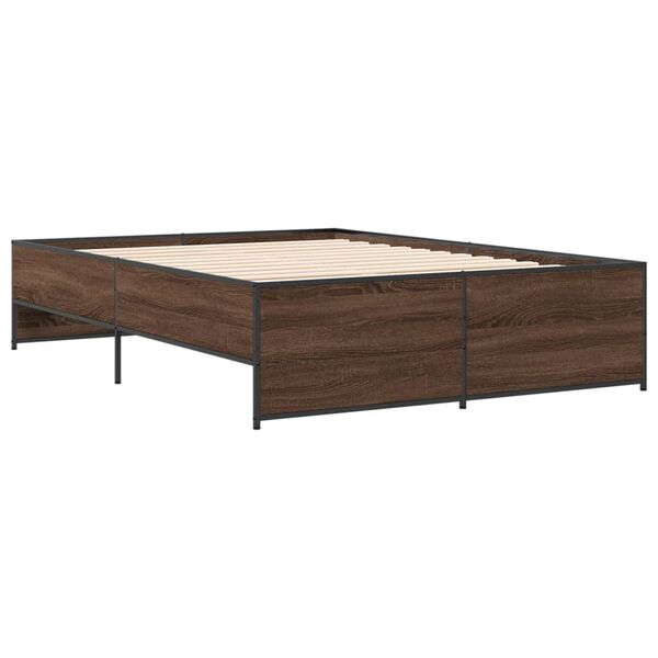 vidaXL Bedframe bewerkt hout metaal bruin eikenkleur 140x190 cm