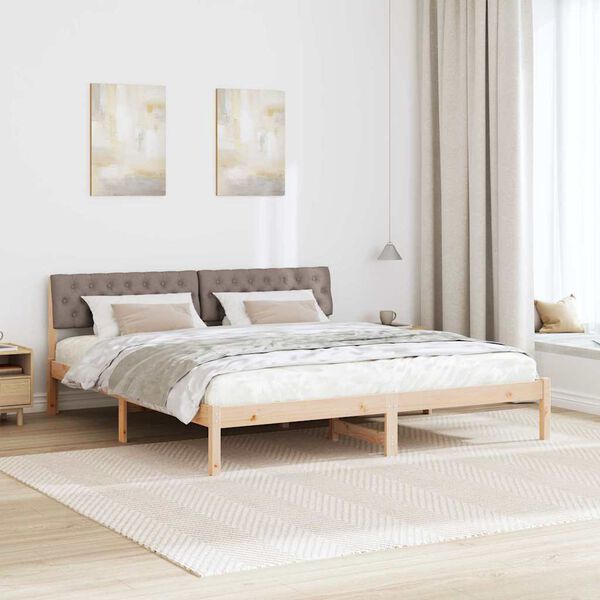 vidaXL Bedframe Bruin en taupe 180 x 200 cm Massief grenenhout