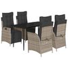 vidaXL 5-delige Tuinset met kussens poly rattan grijs
