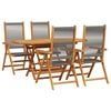 vidaXL Tuin eettafelset 5 pcs Grijs Massief Acaciahout