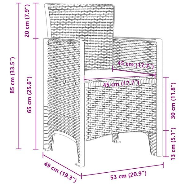 vidaXL Tuin Eetset 13 pcs Bruin Polt riet