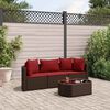 vidaXL 4-delige Loungeset met kussens poly rattan bruin