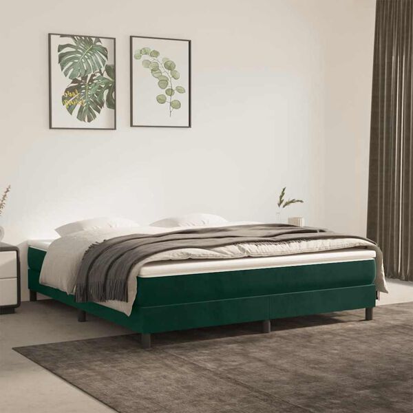vidaXL Boxspring bed 160x200 cm fluweel donkergroen