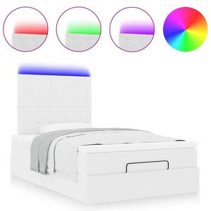 vidaXL Ottoman bed met matras en LED's 120x190 cm kunstleer wit