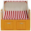 vidaXL Strandstoel met luifel poly rattan en massief hout rood en wit