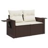 vidaXL 3-delige Loungeset met kussens poly rattan bruin