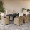 vidaXL 7-delige Tuinset met kussens poly rattan beige