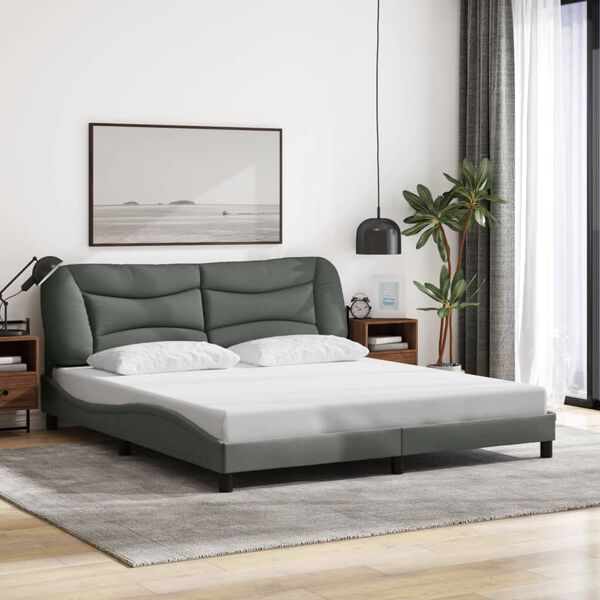 vidaXL Bedframe zonder matras "Hvar" stof donkergrijs 180x200 cm