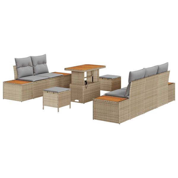 vidaXL Tuin Sofa Set met kussen met opslag 8 pcs Beige en Licht Grijs