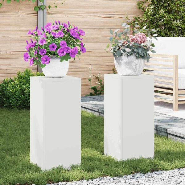 vidaXL Plantenstandaard 2 pcs Wit 24 x 24 x 55 cm Staal