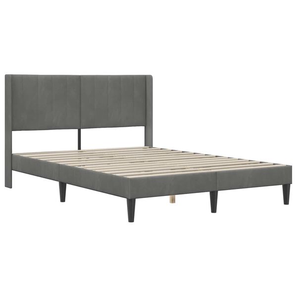 vidaXL Bedframe met hoofdeinde Donkergrijs 140 x 190 cm Fluweel