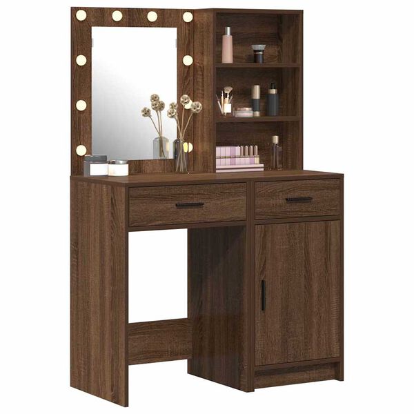 vidaXL Toilettafel Set 2 pcs bruin eikenkleur 50 x 41 x 135 cm