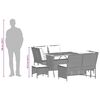 vidaXL 5-delige Loungeset met kussens poly rattan grijs
