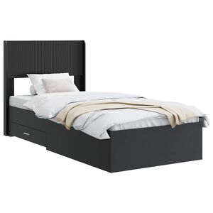 vidaXL Bedframe met opbergruimte en hoofdbord Zwart 75 x 190 cm