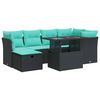 vidaXL 7-delige Loungeset met kussens poly rattan acacia zwart