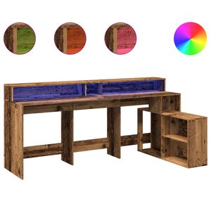 vidaXL Bureau met LED-verlichting 200x104x91 cm bewerkt hout oud hout