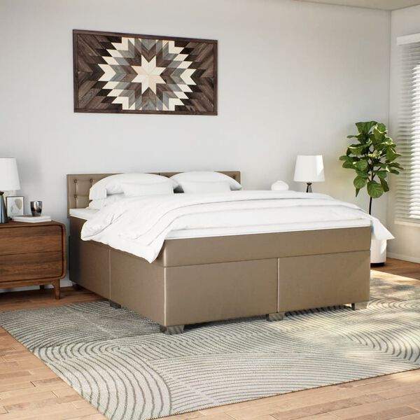 vidaXL Boxspring met matras kunstleer cappuccinokleurig 180x200 cm