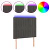 vidaXL Hoofdbord LED 80x5x118/128 cm fluweel donkergrijs