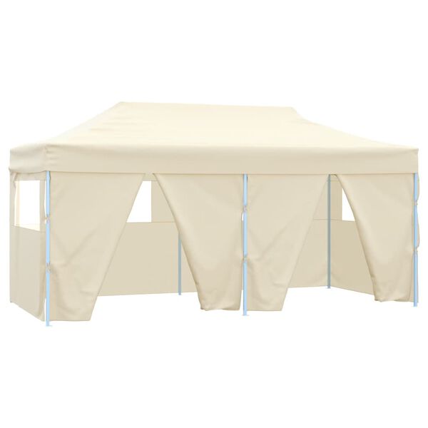 vidaXL Partytent met 4 zijwanden inklapbaar 3x6 m staal cr&egrave;me